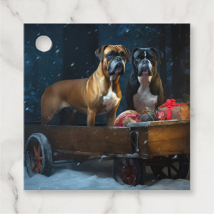 Étiquettes Cadeau Traîneau Boxer Snowy Décor Noël