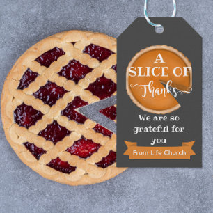 Étiquettes-cadeau Tranche de Merci Tarte à la citrouille bénévole de