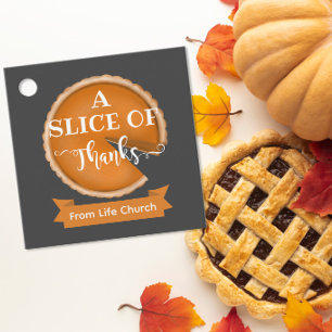 Étiquettes Cadeau Tranche de Merci Tarte à la citrouille bénévole de