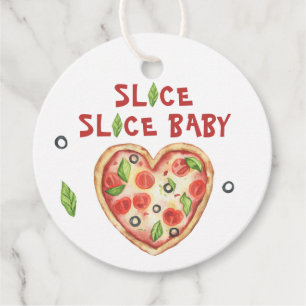 Étiquettes Cadeau tranche de pizza bébé - baby shower aquarelle