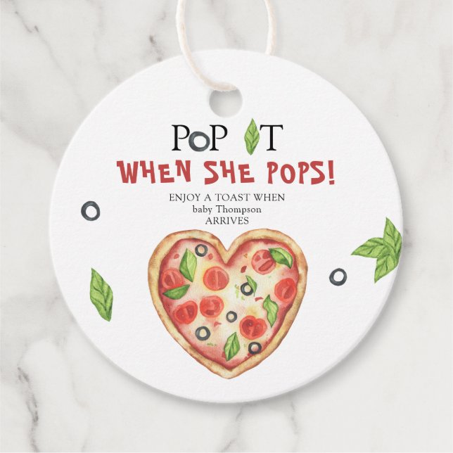 Étiquettes Cadeau tranche de pizza bébé - Pop it! Quand elle éclaire (Devant)