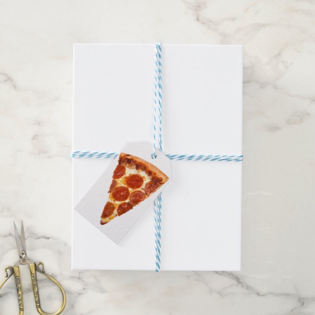 Étiquettes-cadeau tranche de pizza pepperoni classique de SlipperyJo (Avec de laficelle)