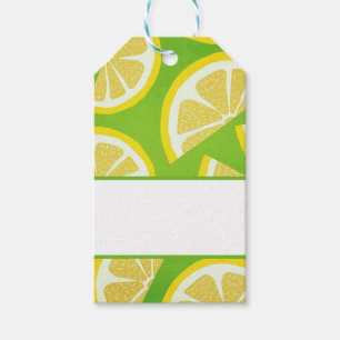 Étiquettes-cadeau Tranches de citron sur Arrière - plan vert citron