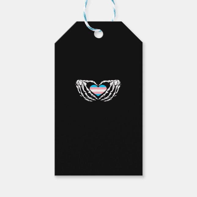 Étiquettes-cadeau Trans Pride Skeleton Halloween Transgenre Goth He (Devant)