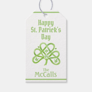 Étiquettes-cadeau Trèfle aquarelle vert celtique Saint-Patrick