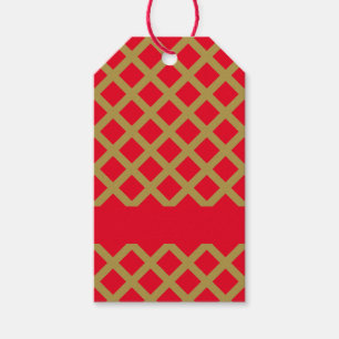 Étiquettes-cadeau treillis or et rouge