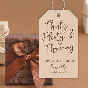 Étiquettes-cadeau Trente Flirty et prospère Brown 30e anniversaire