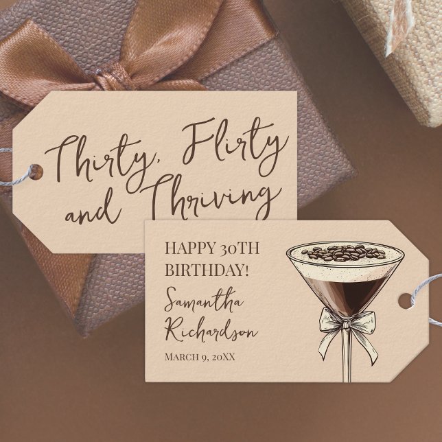 Étiquettes-cadeau Trente Flirty et prospère Joyeux 30e anniversaire (Thirty Flirty and Thriving Happy 30th Birthday Gift Tags)