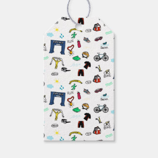 Étiquettes-cadeau Triathlon Doodles Tags cadeaux