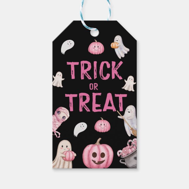 Étiquettes-cadeau Trick Or Three Halloween Ghost 3e Anniversaire (Devant)