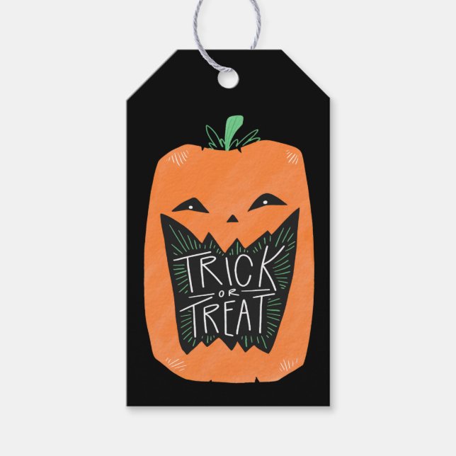 Étiquettes-cadeau Trick ou traiter Citrouille Halloween Fête Favoris (Devant)