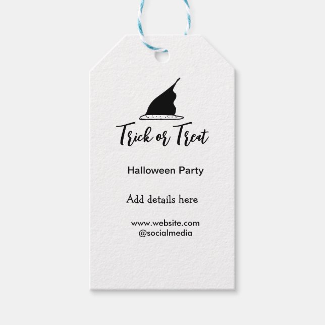 Étiquettes-cadeau Trick ou traiter Halloween partie noir détails cas (Devant)