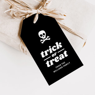 Étiquettes-cadeau Trick ou Treat Party Favoriser le crâne et les os 
