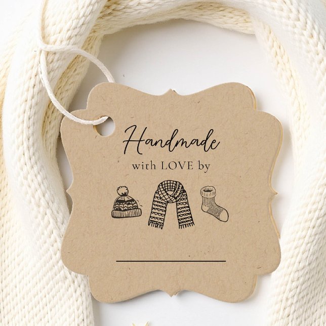 Étiquettes Cadeau Tricot artisanal Artisanat Artisanat Cadeau (knitting crochet product label gifting birthday christmas artisan maker crafter custom kraft hat )