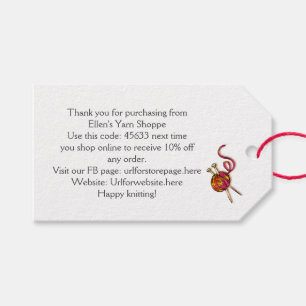 Étiquettes-cadeau Tricot Yarn Arts Shop Photo Merci Coupon