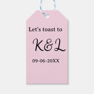 Étiquettes-cadeau Trinquons à l'annonce de mariage lettre rose