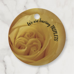 Étiquettes Cadeau Triplets Rose jaune Mulitples Baby shower