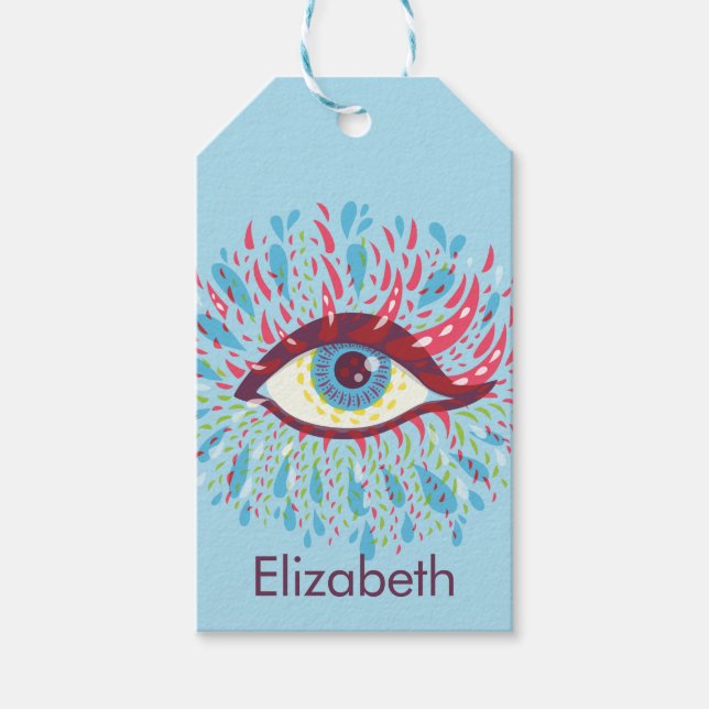 Étiquettes-cadeau Trippy Oye Psychedelic Art (Devant)