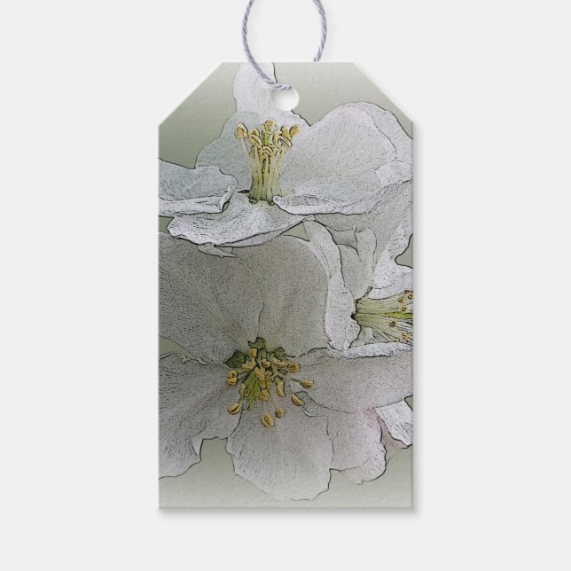 Étiquettes-cadeau trois fleurs blanches (Devant)