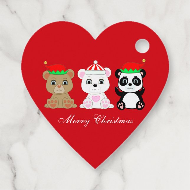 Étiquettes Cadeau Trois ours de Noël mignons (Dos)