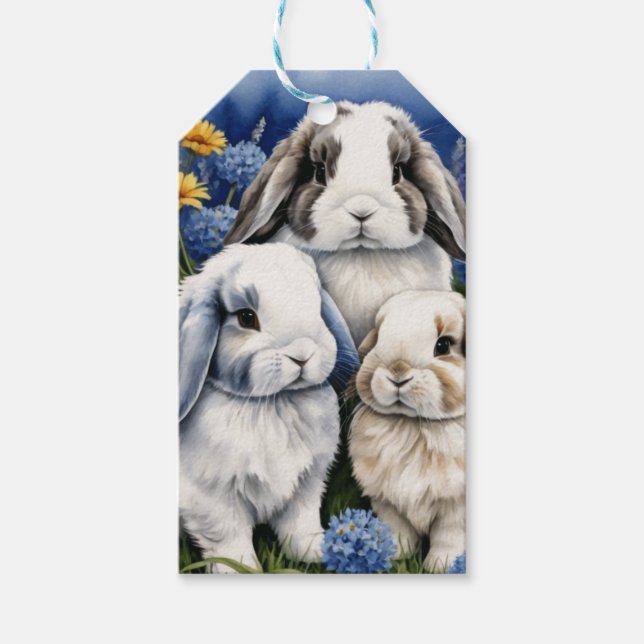 Étiquettes-cadeau Trois petits lapins lapins de lapin de lop (Devant)