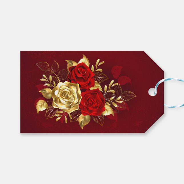 Étiquettes-cadeau Trois Roses de bijoux (Devant (Horizontal))