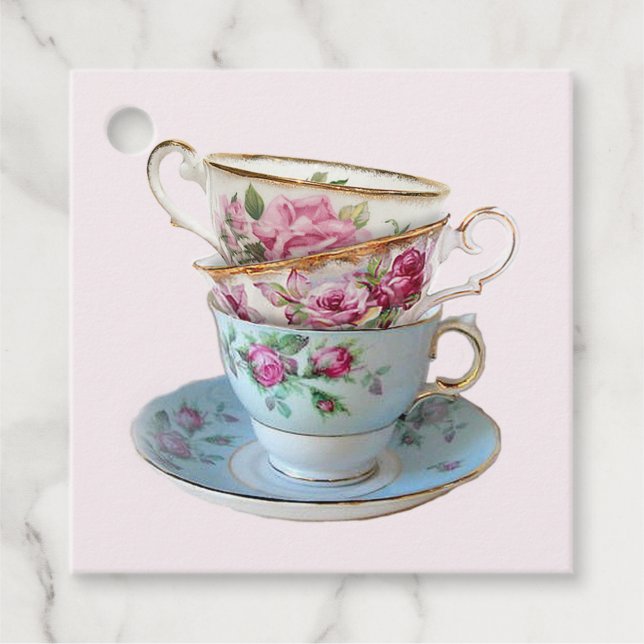 Étiquettes Cadeau Trois Tasses À Thé (Devant)