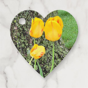 Étiquettes Cadeau Trois Tulipes Jaunes /