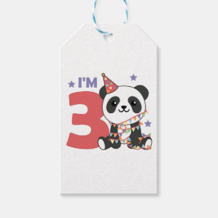 Étiquettes-cadeau Troisième Anniversaire Panda Pour Enfants 3 Ans Ba