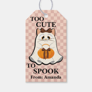 Étiquettes-cadeau Trop Mignonne Pour Parler Cute Cat Ghost Retro Hal