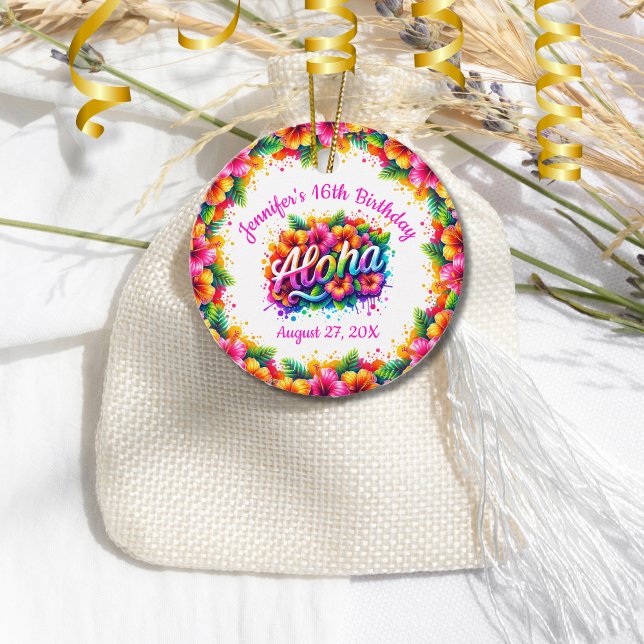 Étiquettes Cadeau Tropical Alpha Fête d'anniversaire Hawaïenne Luau (Créateur téléchargé)