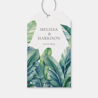 Étiquettes-cadeau Tropical Exotic Foliage Feuille Design Mariage