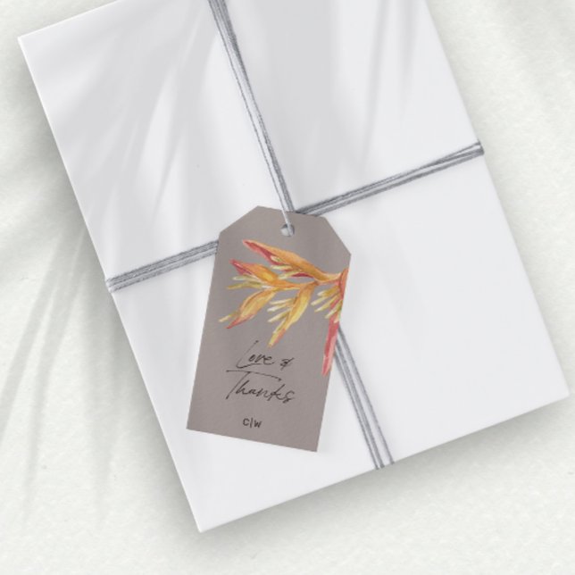 Étiquettes-cadeau Tropical Floral Love Merci Mariage Taupe Favoriser (Créateur téléchargé)