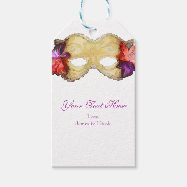 Étiquettes-cadeau Tropical Floral Masquerade Masque Élégant Parti (Devant)