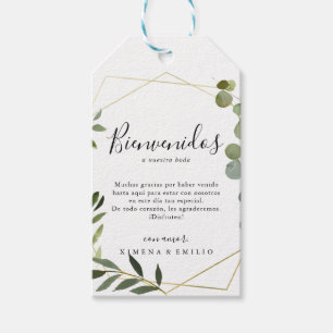 Étiquettes-cadeau Tropical Green Feuille Mariage espagnol Bienvenue