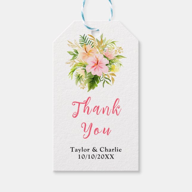 Étiquettes-cadeau Tropical Jungle Floral Wedding Thank You (Devant)