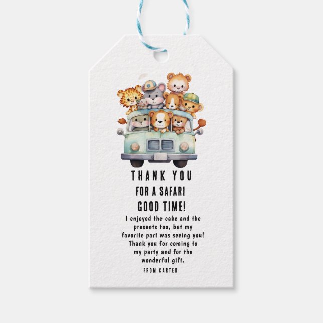 Étiquettes-cadeau Tropical Jungle Safari Animaux Baby showers Garçon (Devant)