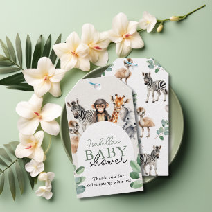 Étiquettes-cadeau Tropical Jungle Safari Animaux Baby showers Garçon