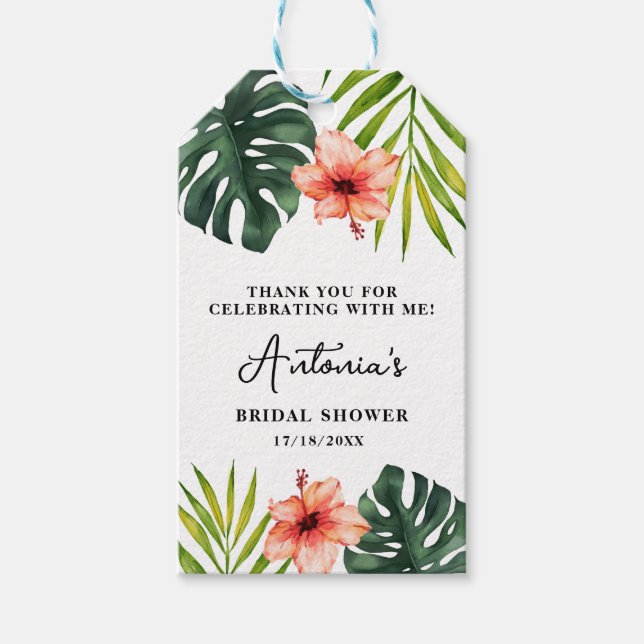 Étiquettes-cadeau Tropical Monstera Plante Mariage Shower (Devant)