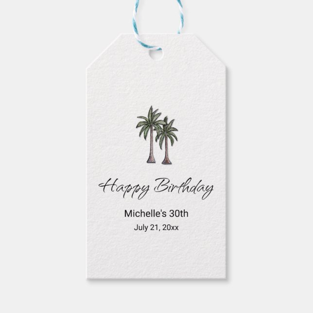 Étiquettes-cadeau Tropical Palm Trees Elegant 30th Birthday Party (Devant)