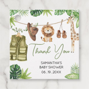 Étiquettes Cadeau Tropical Safari Jungle Animaux Baby shower Carré