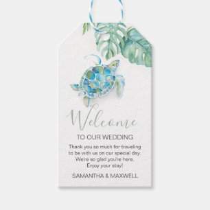 Étiquettes-cadeau Tropical Sea Turtle Welcome Watercolor Tags cadeau