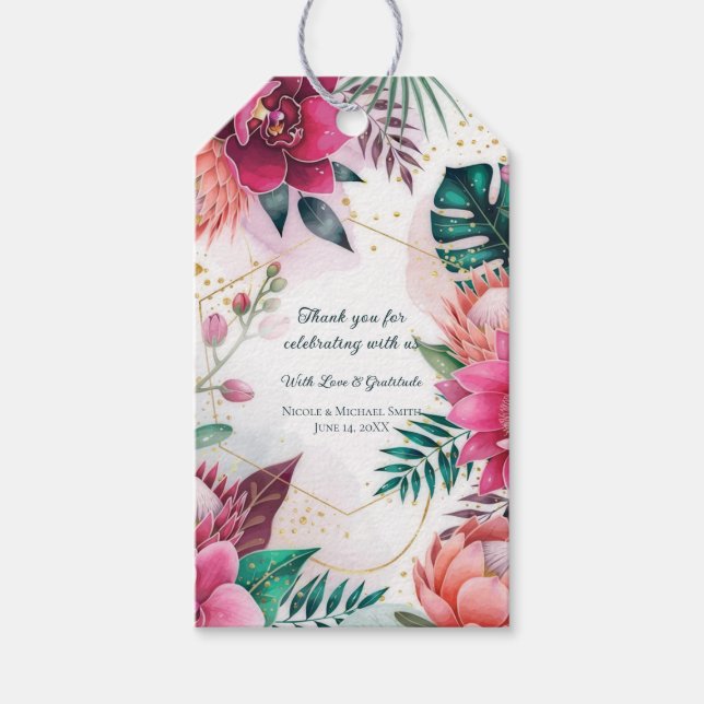 Étiquettes-cadeau Tropical Stardust Garden Floral Paradise Wedding  (Devant)