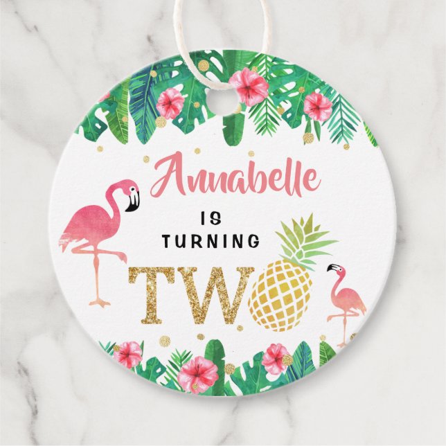 Étiquettes Cadeau Tropical Summer Beach Luau Girls 2e anniversaire (Devant)
