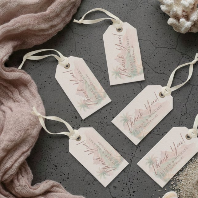 Étiquettes-cadeau Tropical Watercolor Island Beach Wedding (Tropical Watercolor Island Beach Wedding Gift Tags)