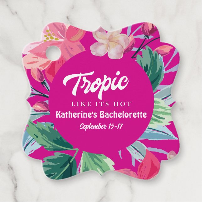 Étiquettes Cadeau Tropique comme sa chère rose célibataire tropicale (Devant)