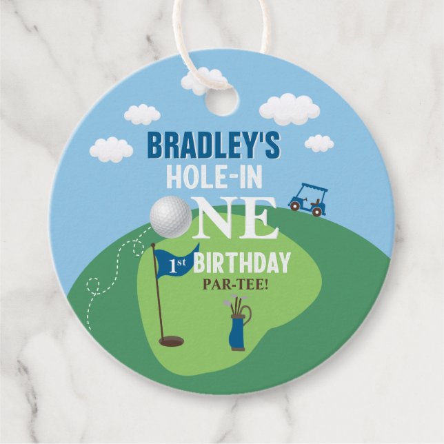 Étiquettes Cadeau Trou en un Golf 1er anniversaire (Devant)