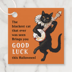 Étiquettes Cadeau Troubadour chat noir Bonne chance CC1156 Halloween