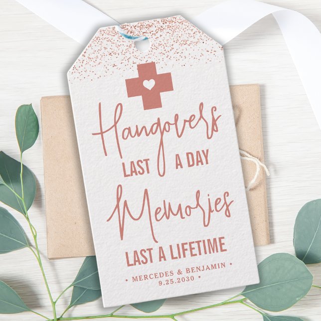 Étiquettes-cadeau Trousse de secours Rose Gold Modern Wedding Favori (Créateur téléchargé)