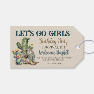 Étiquettes-cadeau Trousse de Survie Country Cowgirl Western Filles A